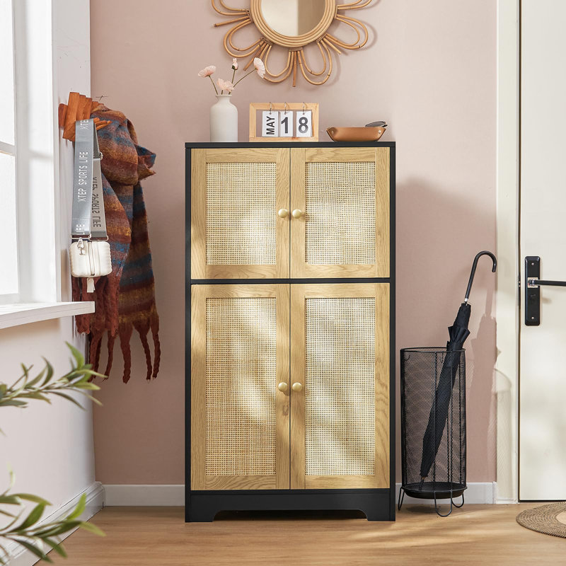 Bernovich Freestanding Bathroom Cabinet, Natural/Black