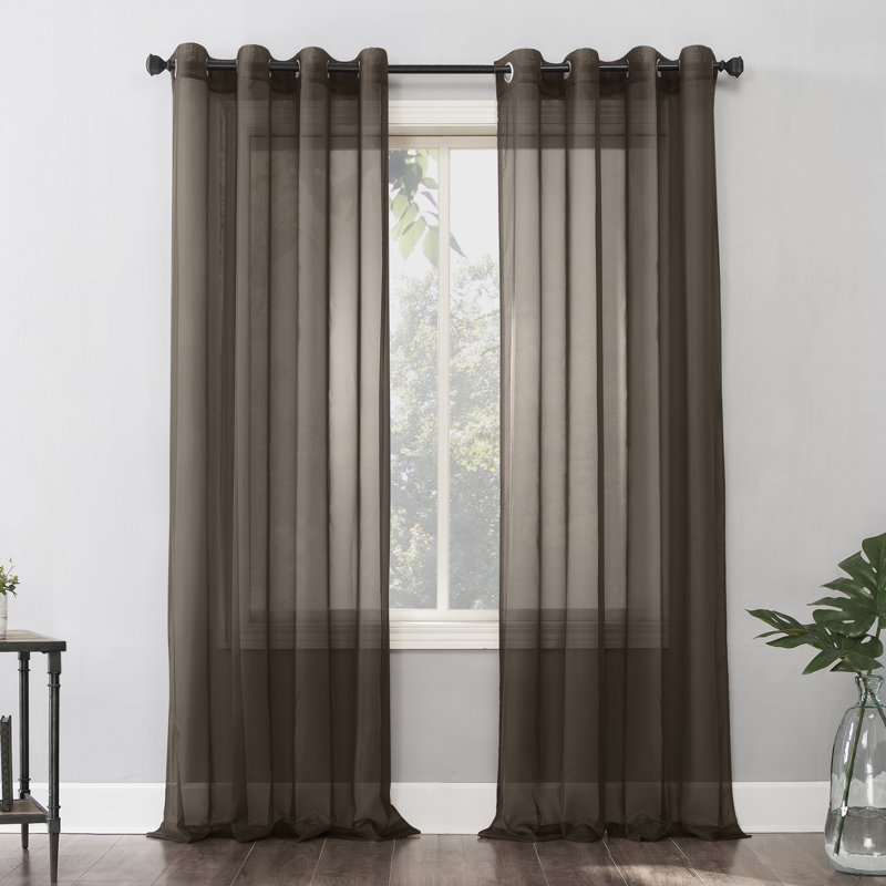 Wayfair Basics® Sheer Grommet Curtain Panel, Eggshell, 59" W x 120" L