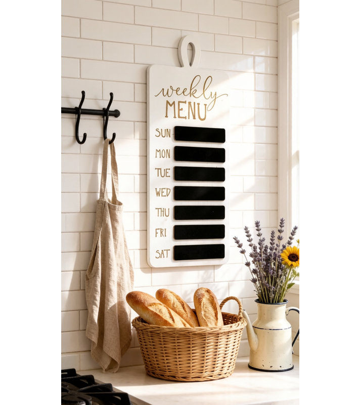 Wall-Mounted Family Weekly Planner Sign for Kitchen, Dining Room