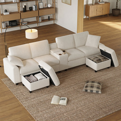 4 Seater Corduroy Sectional