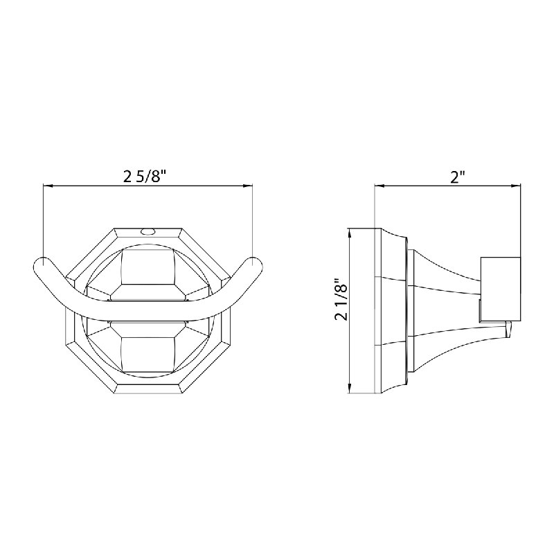 Deco Double Robe Hook, Polished Chrome