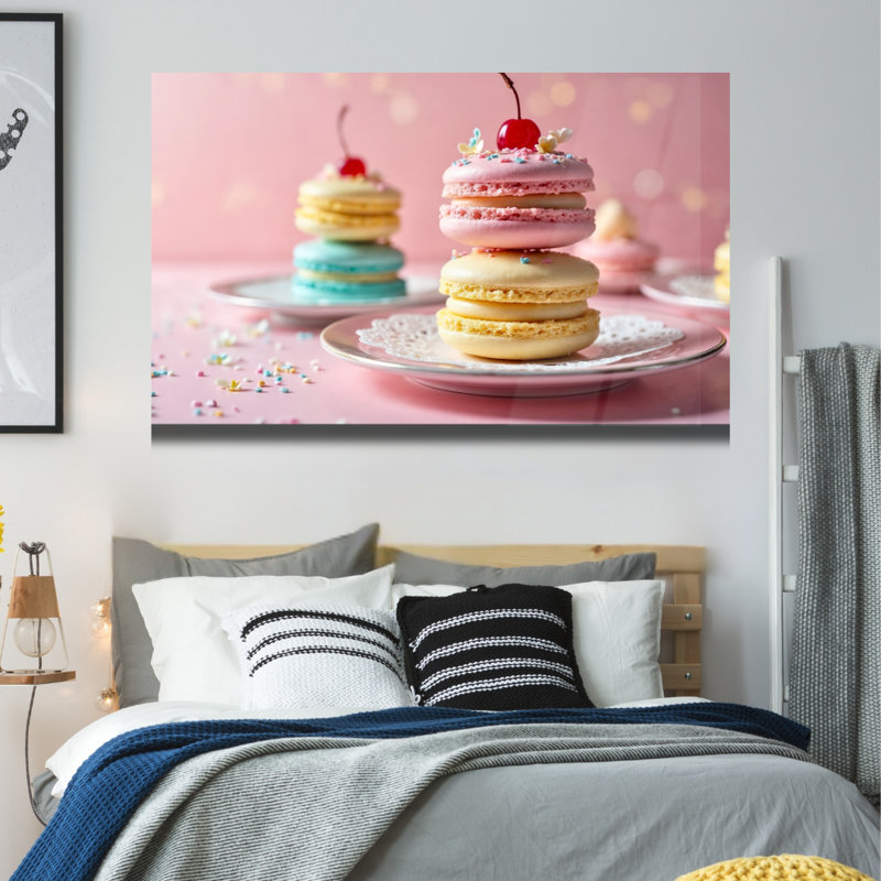Art mural en verre trempé Macarons, H 18 po x l 24 po