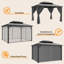 Pavillon de jardin à toit rigide 10 x 12 pi, pavillon de patio à double toit avec filet et rideaux, structure en aluminium pour la cour arrière, terrasse, pelouse, gris