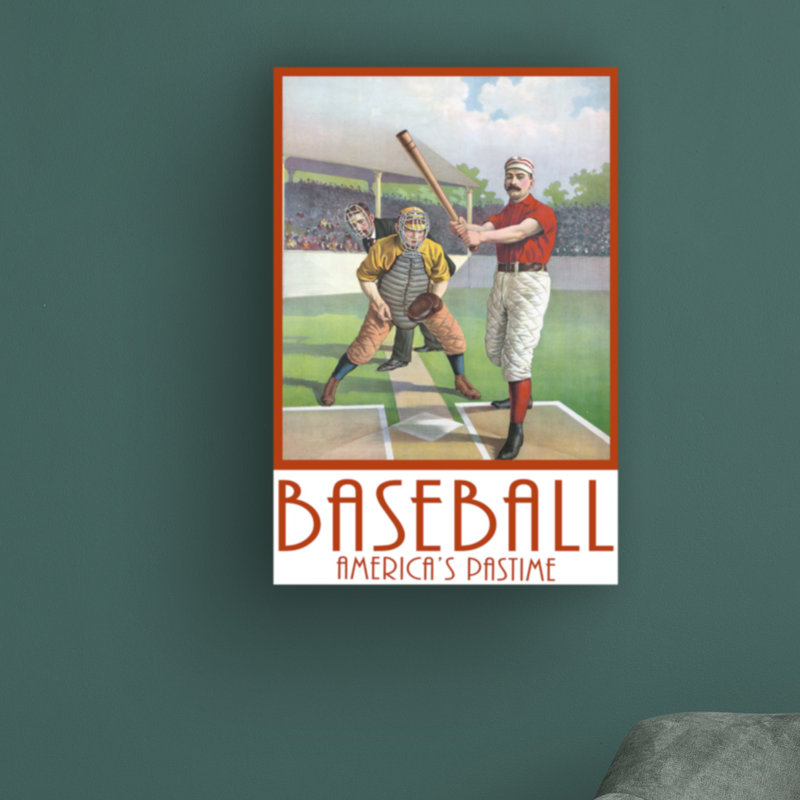 Baseball America par Edward M Fielding - impression sur toile tendue, H 24 po x l 16 po x P 2 po