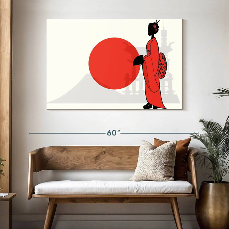 Leisha Geisha Red Sun, 32" H x 48" W