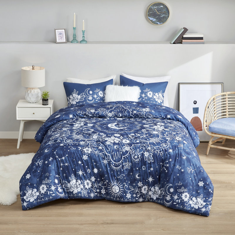 Navy Celestial Cotton Full/Queen Duvet Cover Set