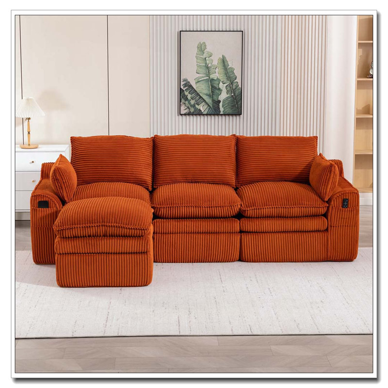 Canapé modulaire modulaire en forme de L Modern, Orange