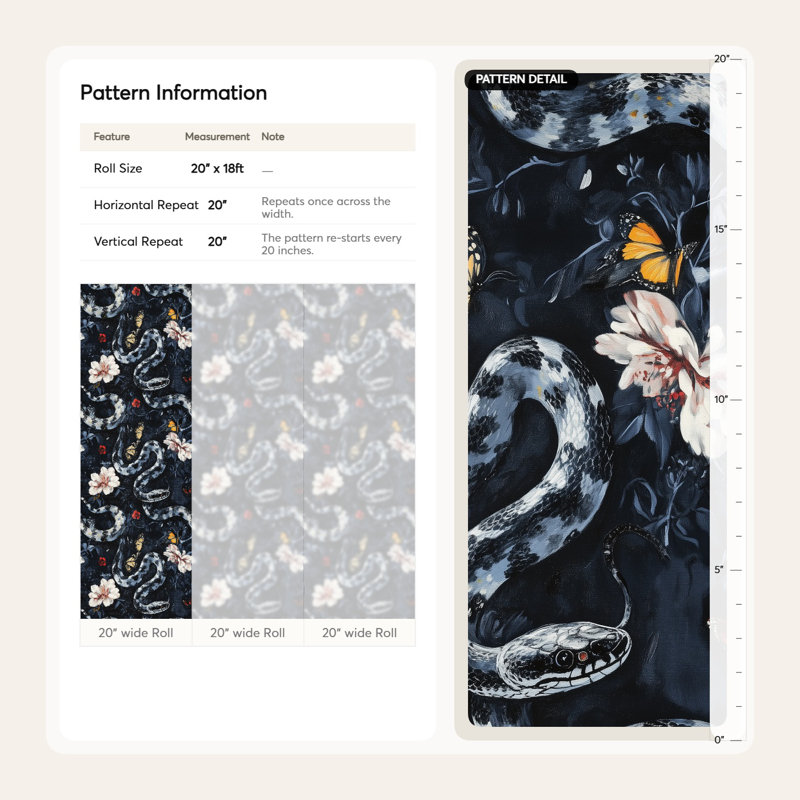 Papier peint floral serpent foncé