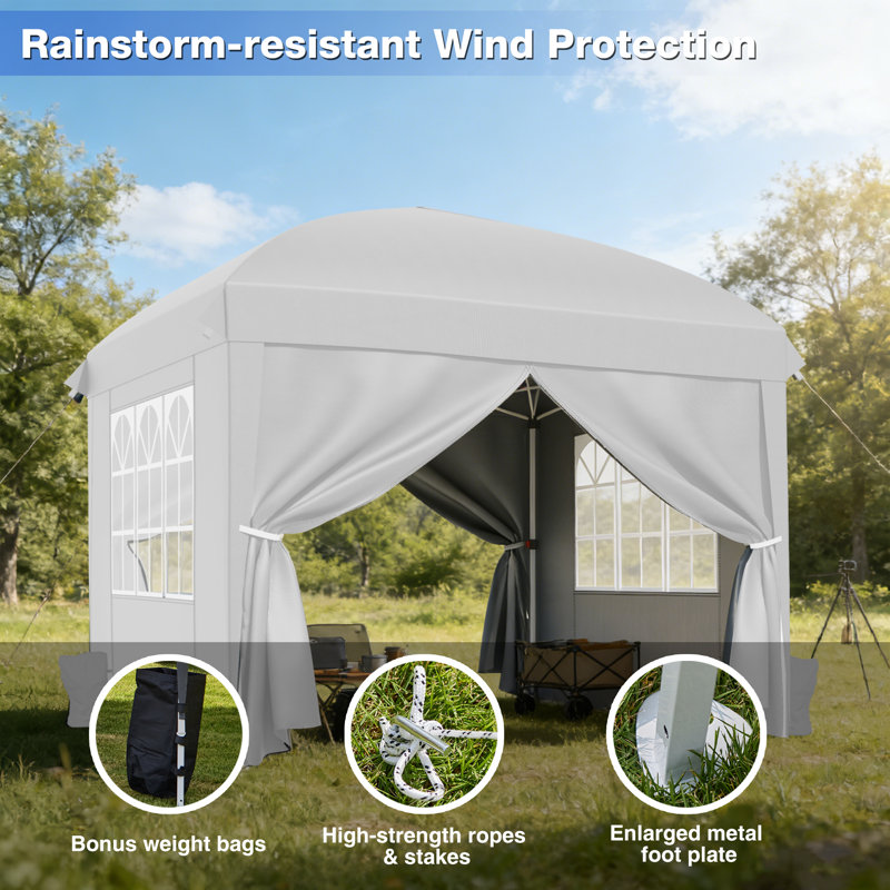 Pop Up Gazebo with Sides 3m x 3m, White