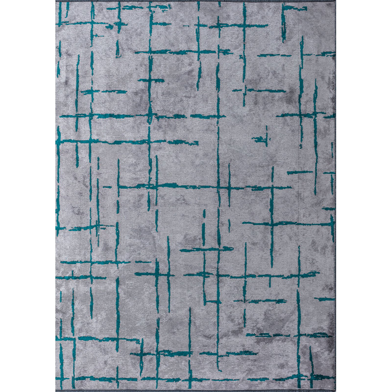 Rapture Green/Gray Geometric Luxury Area Rug, Rectangle 7'10" x 9'10"