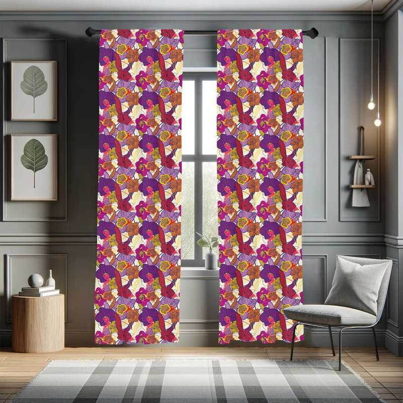 Floral Semi-Sheer Rod Pocket Sliding Panel, 28" x 63"