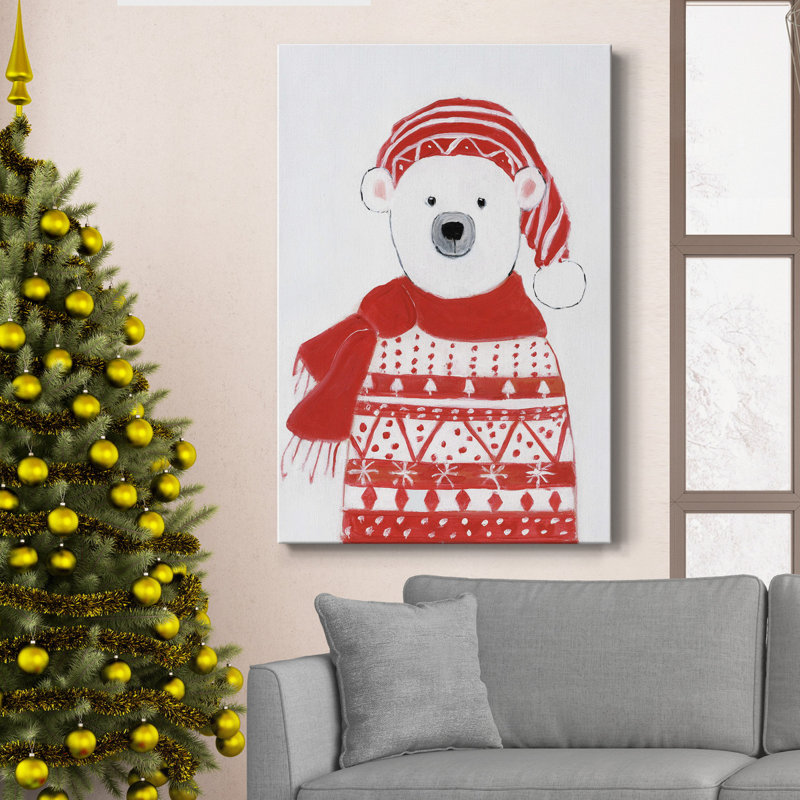 Holiday Holiday Bear I - reproduction sur toile tendue, H 18 po x l 12 po x P 1 po