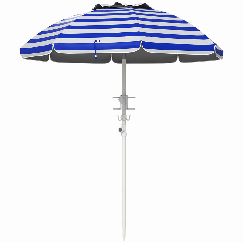 Parasol de plage portatif Outsunny, Rayures bleues
