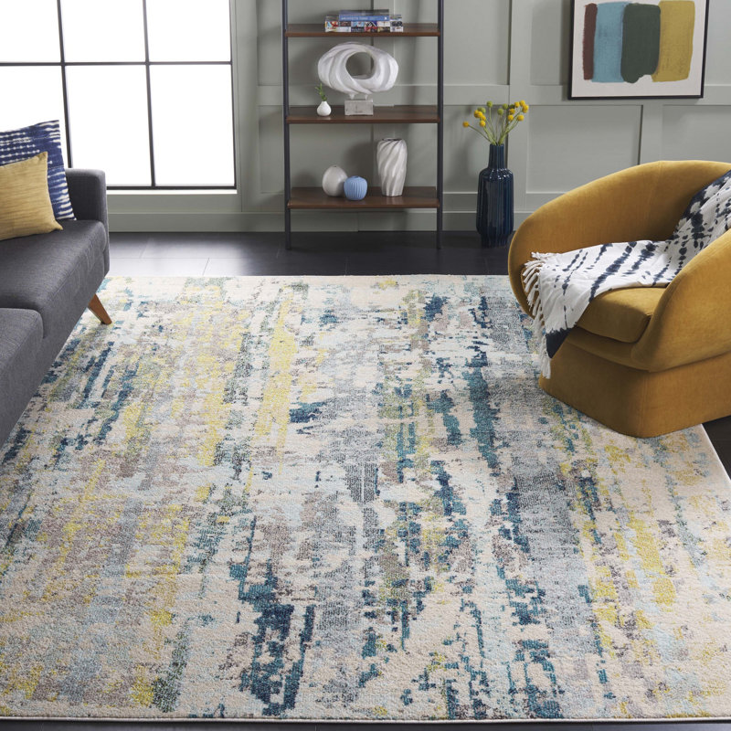 Riccio Abstract Beige Area Rug, Rectangle 8' x 10'