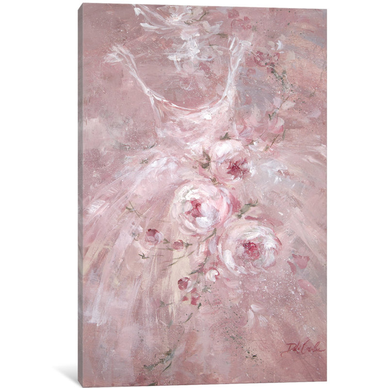 « rose danse », reproduction d’art sur toile tendue, H 26 po x l 18 po x P 1,5 po
