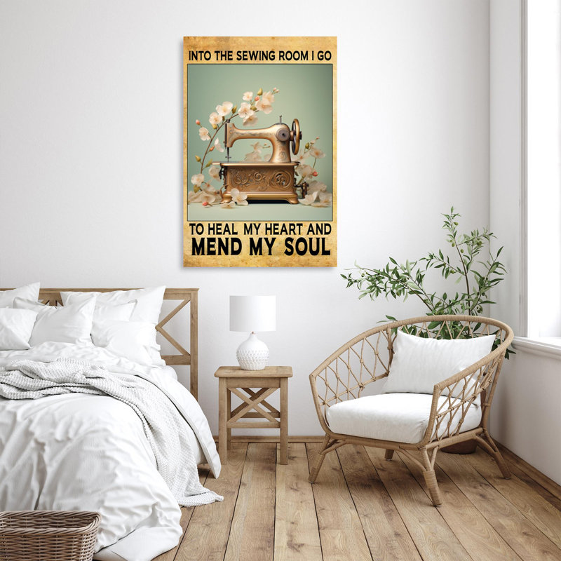 «Into The Sewing Room», reproduction sur toile, H 20 po x l 16 po x P 1,25 po