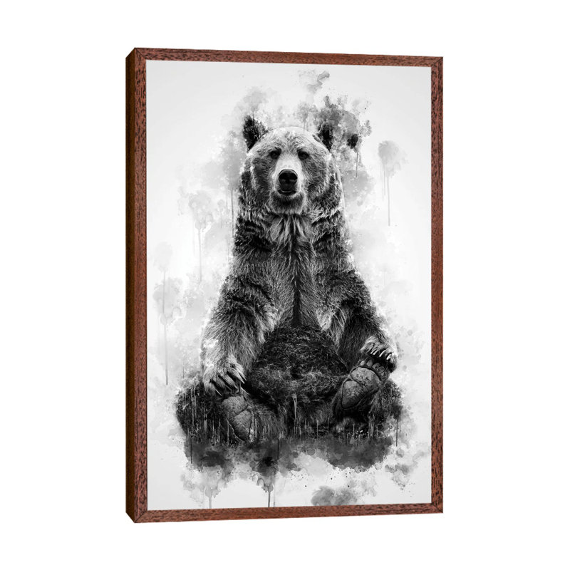 Brown Bear Black And White by Cornel Vlad - Print on Canvas, 66.04cm H x 20.32cm W x 3.81cm D