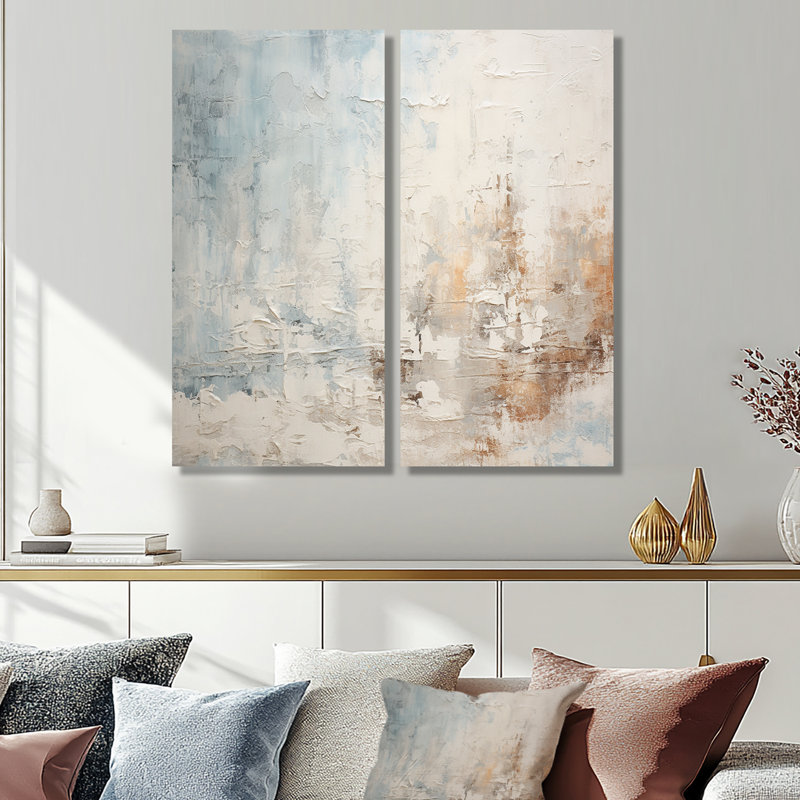 Beige bleu océan tempête II - art mural moderne, H 40 po x l 40 po, Toile tendue, Ne s’applique pas