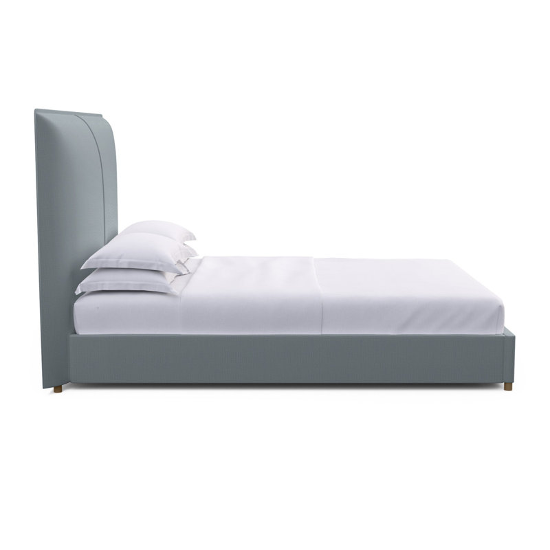 Mansfield Upholstered Bed, Queen, Box Weave Linen Haze, Weathered