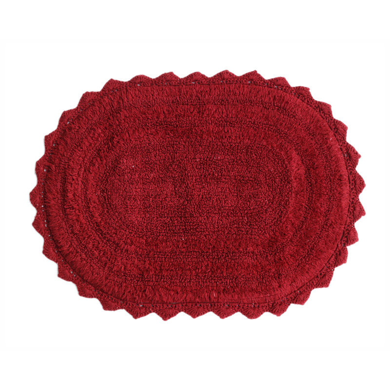 100% Cotton Bath Rug, Wine Red