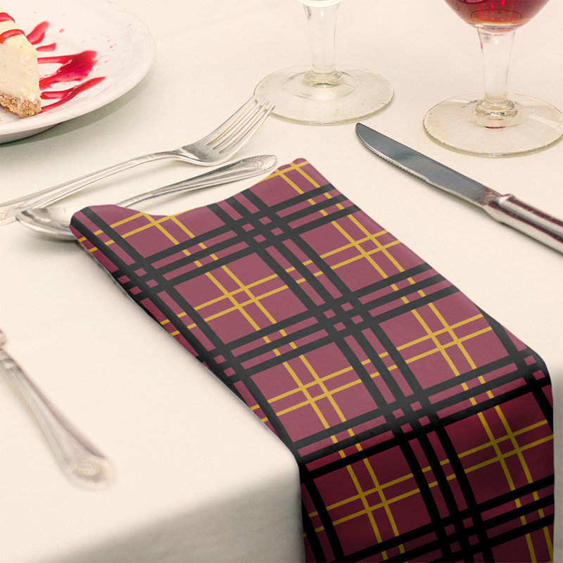 Plaid Square Napkin, Red/Yellow/Black, 22" x 22", Cotton
