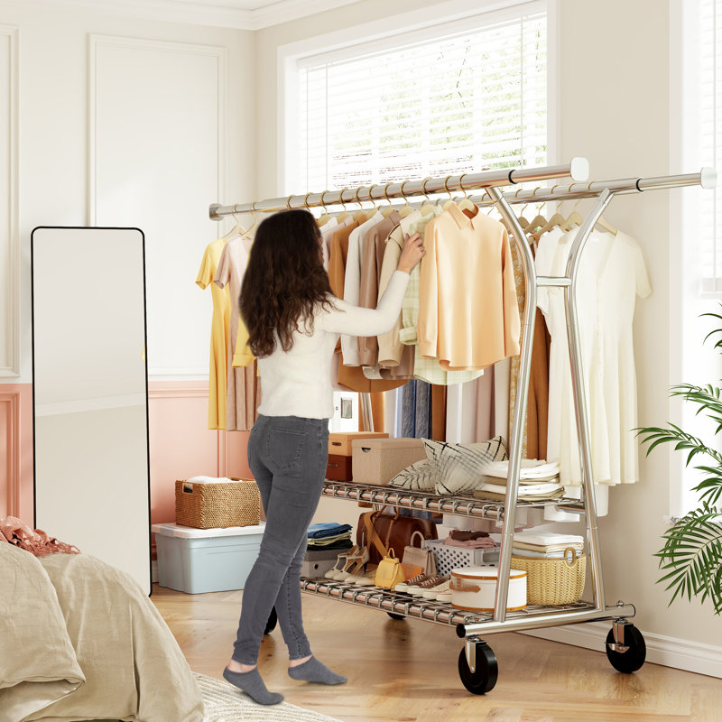Portant 78 po avec tablettes robustes pour vêtements suspendus