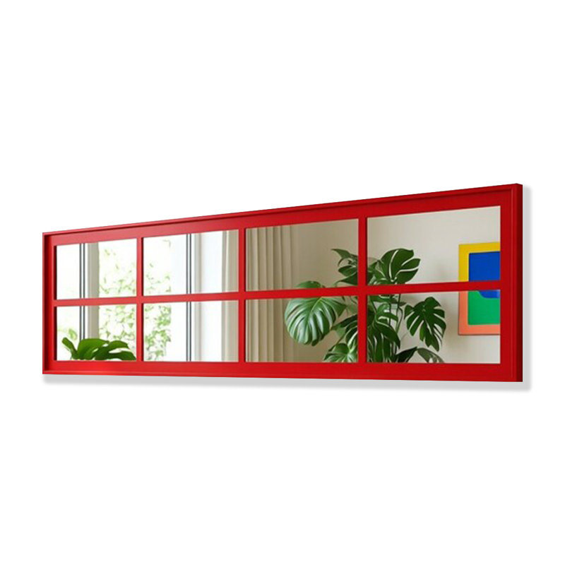 Miroir mural rectangulaire en métal, 13.78" H x 59.06" W, Rouge