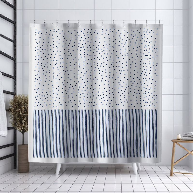 Winthrop Minimalist Lines Shower Curtain, Navy Blue
