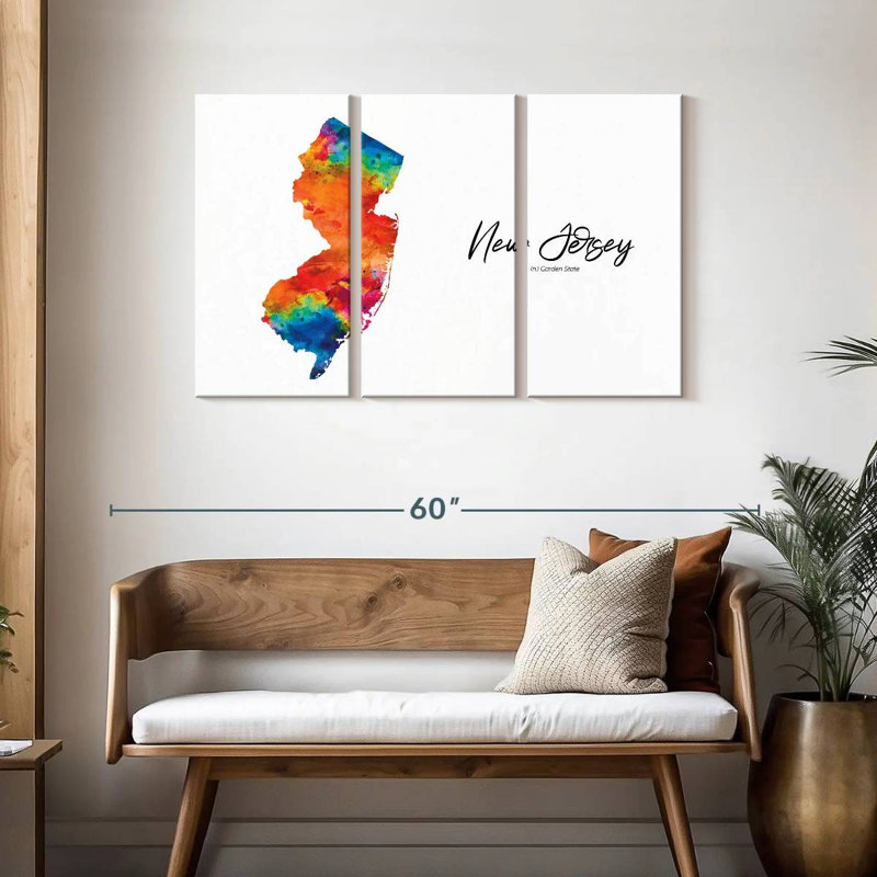 Aliaz Garden State New Jersey Map, 28" H x 45" W