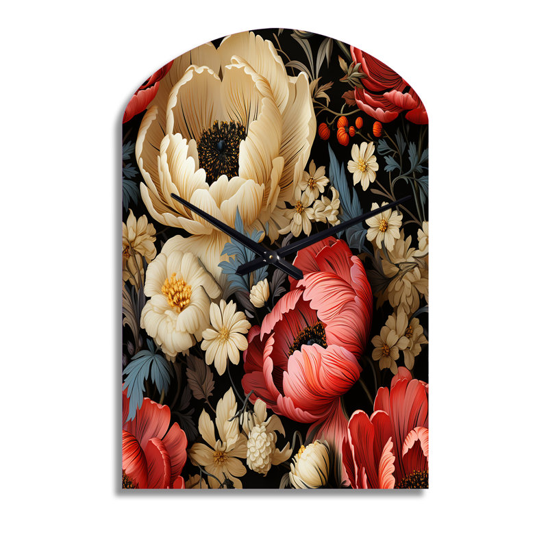 Horloge murale rouge et beige, Grand