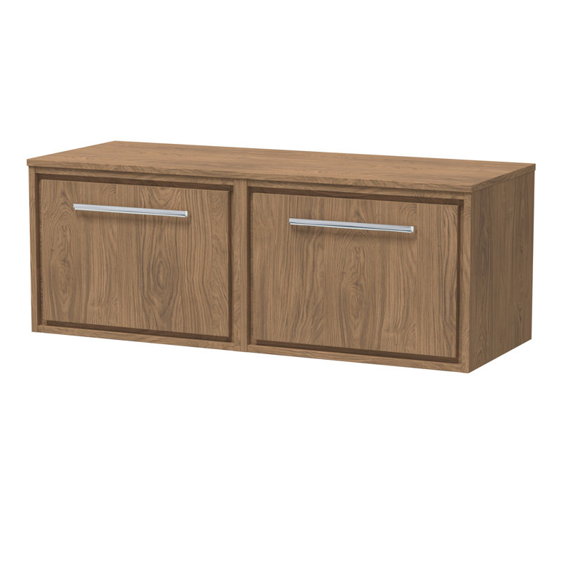 Hudson Reed Lille 605mm Antique Oak 1 Drawer Wall Hung Vanity Unit With Co-ordinating Worktop, Antique Oak