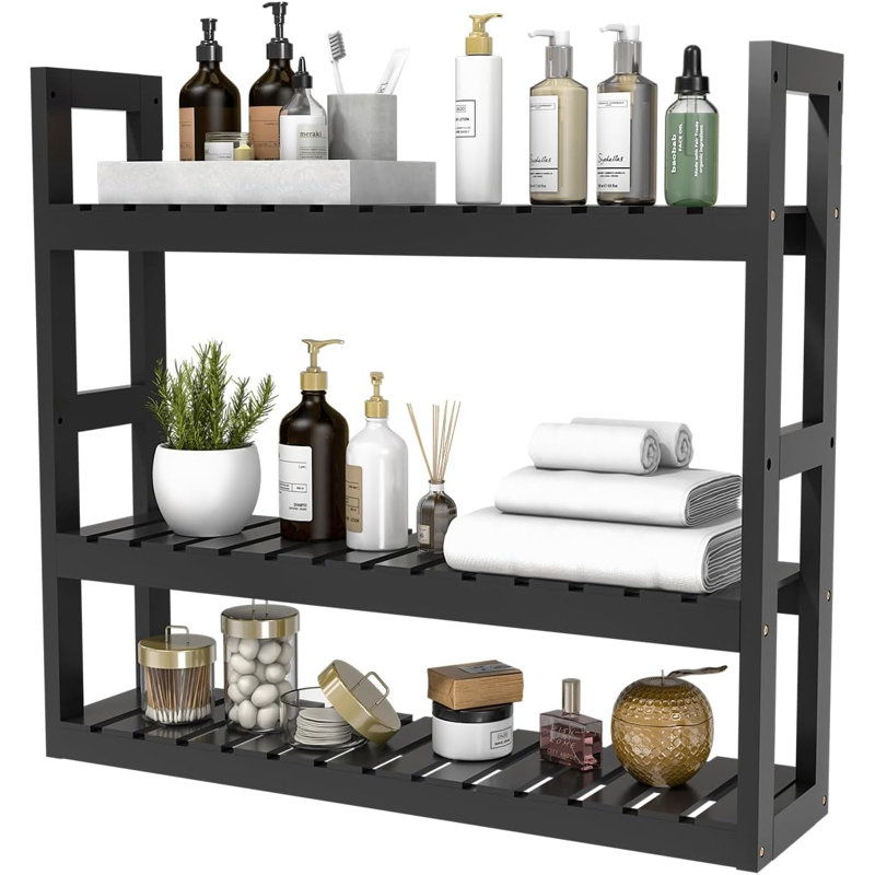 Bamboo Bathroom Shelf 3-Tier (Black)