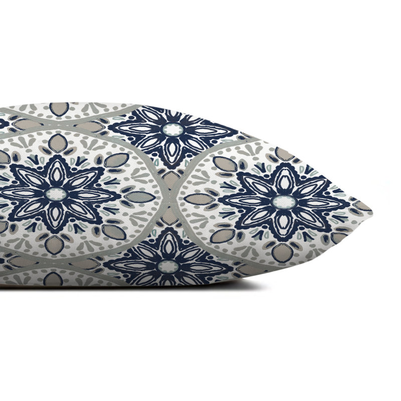 Amsden Outdoor Reversible Throw Pillow, Gray, Geometric