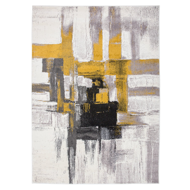 Doucette Abstract Ivory/Gold/Gray Area Rug