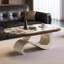 Table basse ovale en acier au carbone blanc Microlite