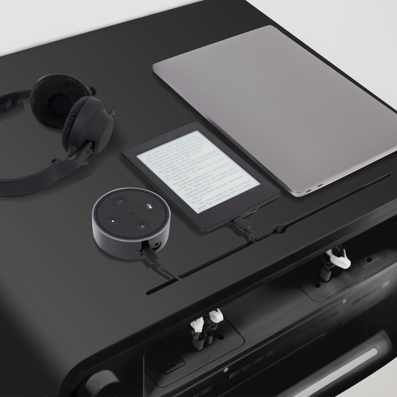 Table de bout intelligente Sobro avec prises intégrées, Noir