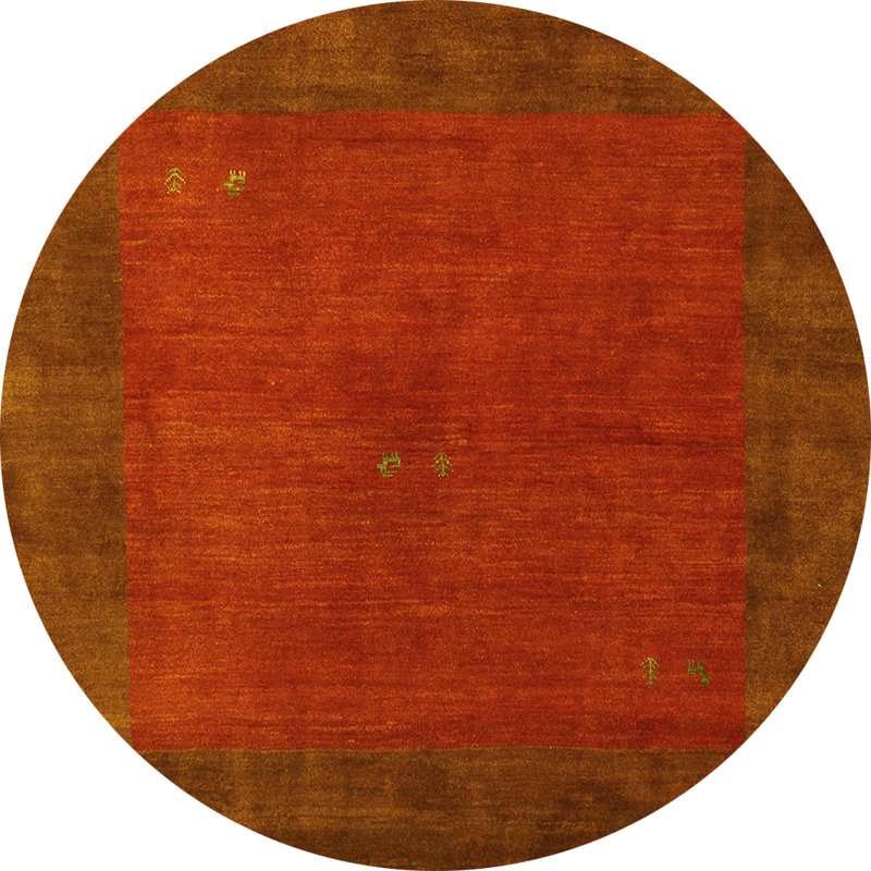 Tapis contemporains jaunes lavables à la machine 2791, Rond 8 pi