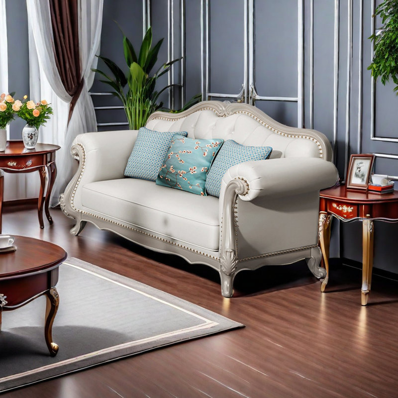 Upholstered Sofa, 39.3" H x 92.1" W x 35.4" D