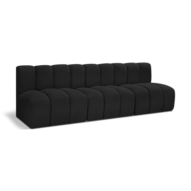 Hrach Upholstered Sectional Reversible, Black Boucle Fabric