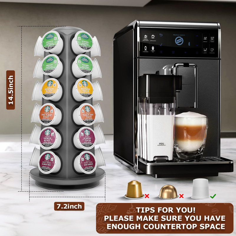 360 Degree Rotating Coffee Storage Rack, Suitable For Countertop Or Coffee Station, Removable, Matte Grey