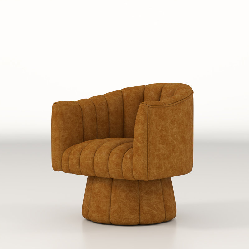 Murrow Upholstered Swivel Barrel Chair, Mustard Polyester