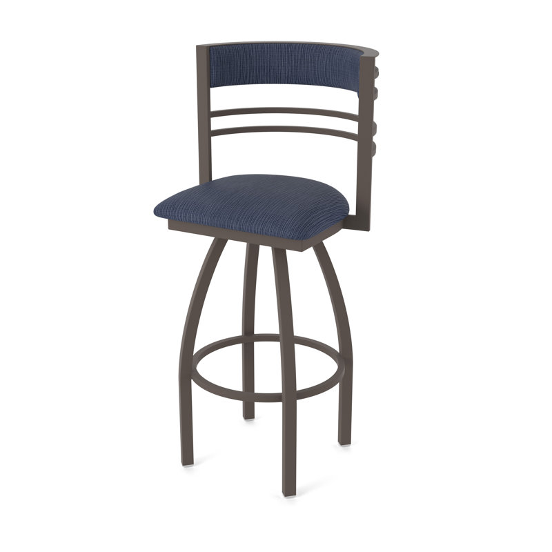 Hunter Swivel Stool, Tabouret de bar (siège d'une hauteur de 30 po), Bronze, Tissu-graphique ancre