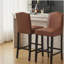 Tabourets de bar rembourrés à hauteur de comptoir pour îlot de cuisine avec assise en similicuir PU (brun, ensemble de 2)-1632116900