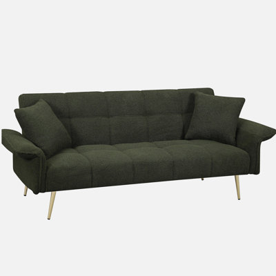 70.1 "futon sofa bed, convertible double sofa bed with folding armrests for living rooms and small Spaces