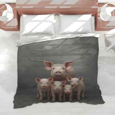 Pig Family Standing Together Comforter