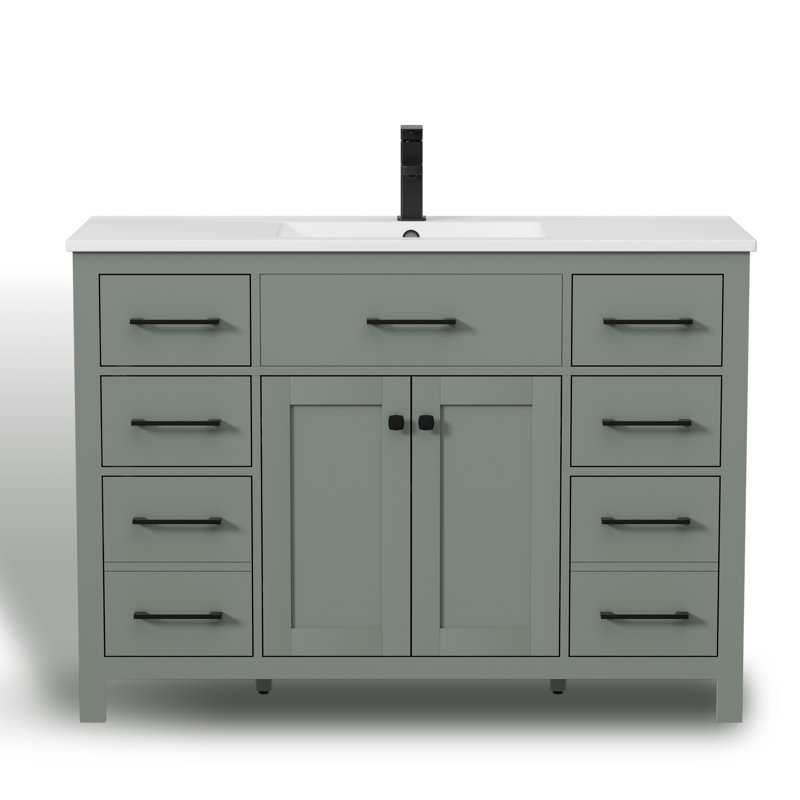 48" Single Bathroom Vanity With Sink Top And Facuet, Hand Painted, Epa Certificated