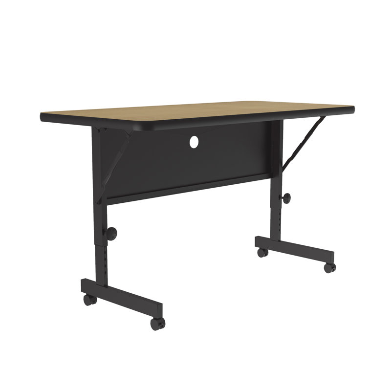 Rectangle 2 Person Height Adjustable Flip Top 48'' L Modular Training Table with Casters