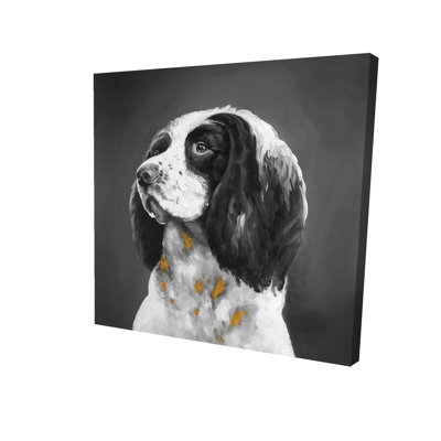 Gray Bedroom Canvas | English Springer Spaniel Dog Decor