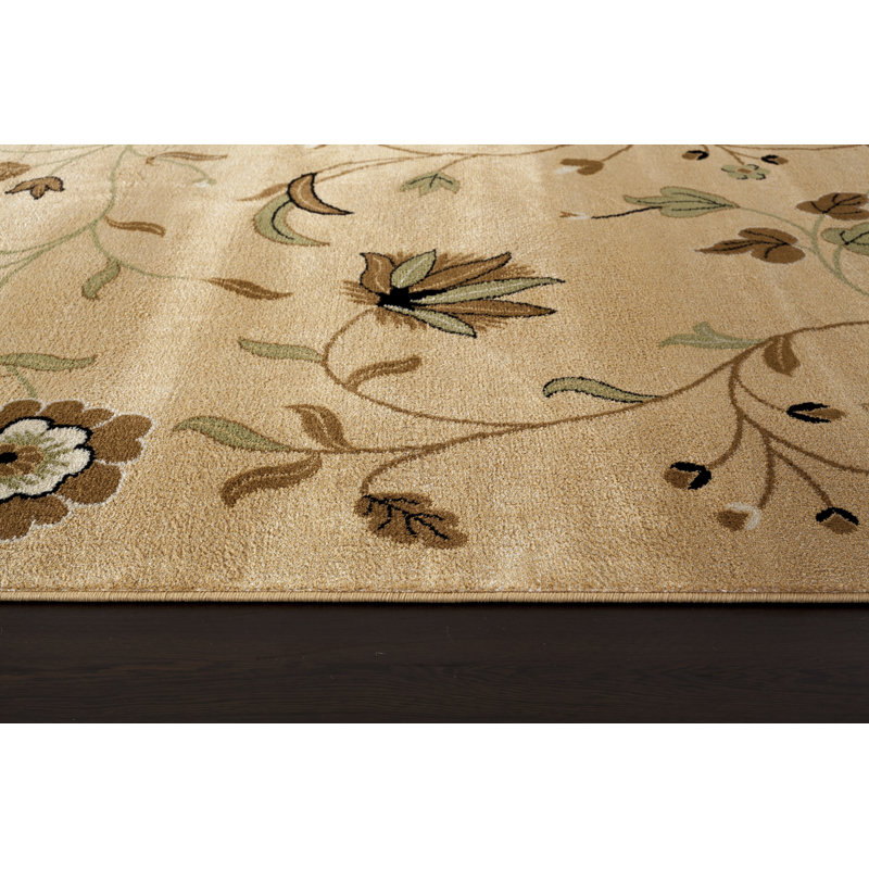 Tapis décoratif beige floral Chapman, Rectangle 2 pi x 3 pi