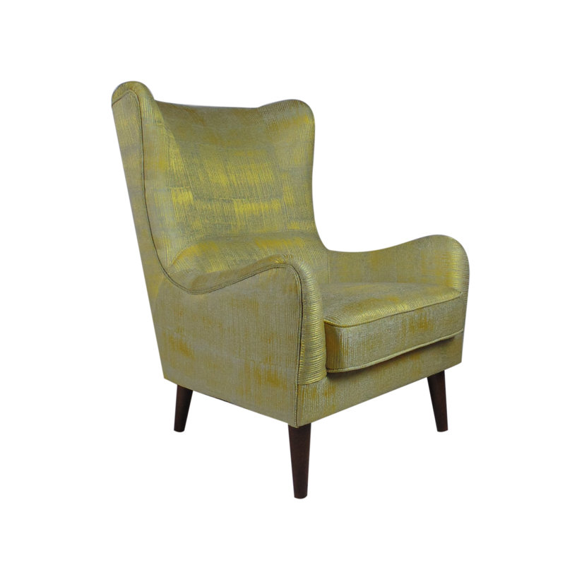 Rioux Upholstered Wingback Chair, Lemon Polyester Blend